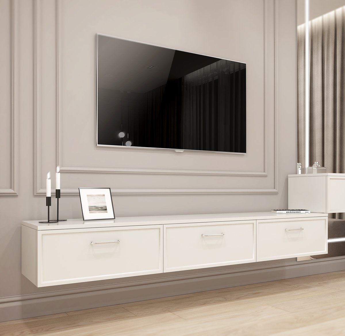 AURUM Signal White 180×25 szafka RTV pod telewizor