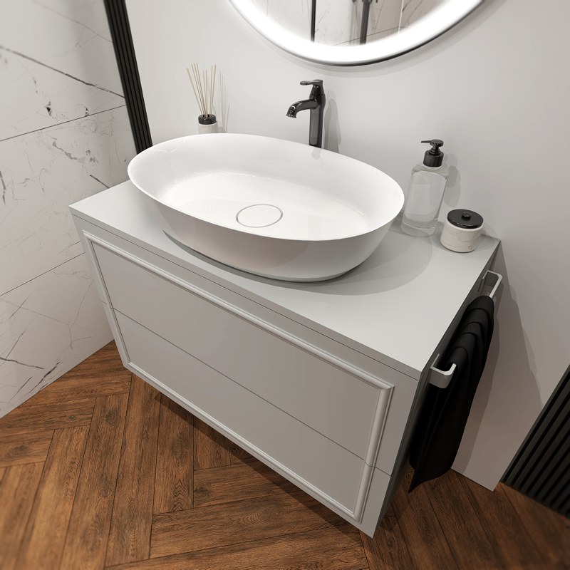 MOLDI Soft Grey 80×50 szafka ze sztukateryjnym frontem